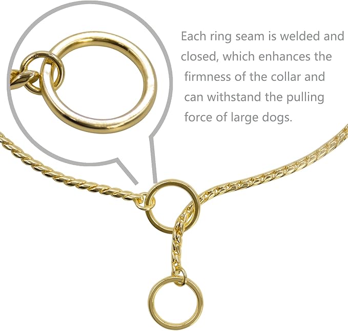 Heavy Duty Dog Choke Collar Slip Chain Collar Plating Anti-Rust Dog Training Collars for Small Large Dogs Black/Gold/Silver/Rose Gold 15.5in-29.5in