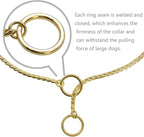 Heavy Duty Dog Choke Collar Slip Chain Snake Collar Plating Anti-Rust Dog Training Collars for Small Large Dogs Black/Gold/Silver/Rose Gold 15.5in-29.5in