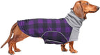 Dog Winter Coat,Dachshund Clothes,Waterproof Miniature Dachshund Jacket with Harness Hole,Dachshund Jumper with Turtle Neck,British Style-Purple Plaid-L