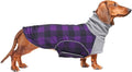 Dog Winter Coat,Dachshund Clothes,Waterproof Miniature Dachshund Jacket with Harness Hole,Dachshund Jumper with Turtle Neck,British Style-Purple Plaid-XS