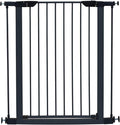 MidWest Homes for Pets 29 Inches Tall Walk-Through Steel Pet Gate, Pressure Mounted Dog Gate with Glow Strip Measures 29H x 29.5-38W Inches & Includes Two 3-Inch-Wide Extensions, Graphite