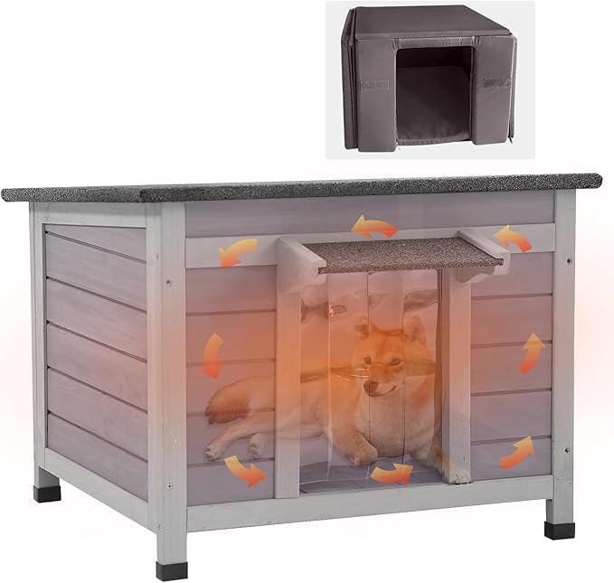 GUTINNEEN Dog House Insulated for Small Dogs Outdoor Cat House Feral Cat Shelter with Thermal Liner