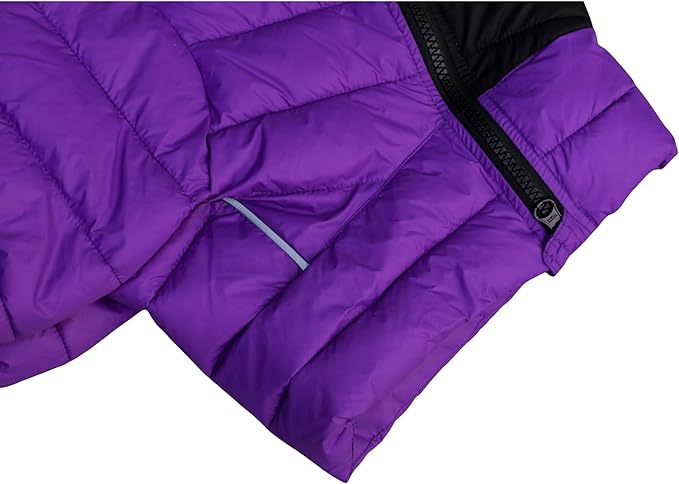 Dog Jacket 4-Leg Cover, Waterproof Windproof Reflective Warm Vest for Indoor/Outdoor, Adjustable Zippered, Medium Large Dogs, Purple