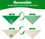 St. Patrick's Day Dog Bandanas XLarge 2PCS, 4 Pattern Green Scarf for Boy and Girl, Triangle Reversible Bibs Breed for Puppy Pets