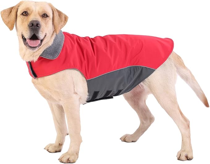 Winter Dog Coat 100% Waterproof Thicken Pet Jacket for Lab Pitbull Doberman Standard Poodle,German Sheperd Large Bread Dog(Red,3XL)
