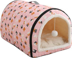Cozy Cat Bed Cave, Cat Bed for Kittens and Small Pets, Kitten Bed Hideout House with Removable Mattress for Kittens (Pink, 18"×13"×13")