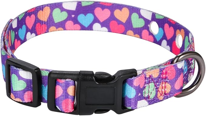 Rhea Rose 1 Inch Replacement Collar Strap Shock Collar with 2 Holes, Compatible with Nearly All Brands and Models of Underground Electric Dog Fences and Training Collars, Heart Print Pattern