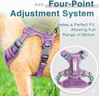 BARKBAY Dog Harness No Pull Oxford with ID Tag Pocket - Heavy Duty, Reflective, Easy Control for Large Dogs(Violet Purple Oxford,XL)