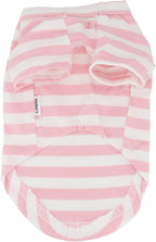 LOPHIPETS 100% Breathable Cotton Striped Dog Tee Shirt T-Shirt for Small Dogs Chihuahua Puppy Clothes -Pink and White Strips/M