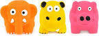CHIWAVA 3 Pack 3.2'' Squeak Latex Puppy Toy Cute Standing Animal Sets Pet Interactive Play for Small Dogs Assorted Color