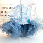 Fashion Sweet Puppy Dog Blingbling Princess Skirt Pet Dog Lace Cake Camisole Tutu Dress E-Navy XS