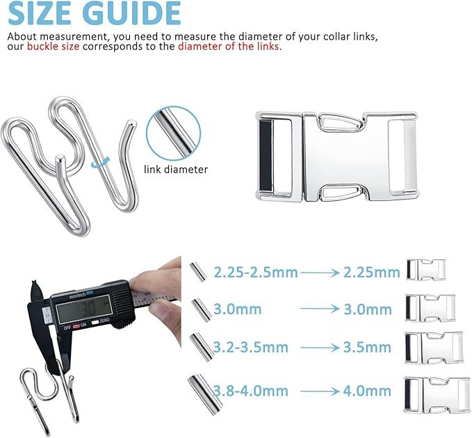 Safiman Dog Collar Buckle 3.5mm for Small Medium Large Dogs Collar Steel Chrome Plated No Pull Dog Training Collar Fastener