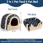 Pet Soft Guinea Pig & Rabbit Cozy Hideout House - Small Animal Bed for Guinea Pigs, Rabbits, Hamsters, Rats & Chinchillas Cave Bed (Stars)