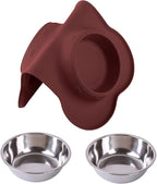 Hubulk Pet Dog Bowls 2 Stainless Steel Dog Bowl with No Spill Non-Skid Silicone Mat + Pet Food Scoop Water and Food Feeder Bowls for Feeding Small Medium Large Dogs Cats Puppies (X- Large, Burgundy)