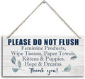 HALUOSI Hanging Printed Wooden Plaque Decor, Bathroom Rules Sign, 'Please Do Not Flush Feminine Products', Engineered Wood, 12x6 Inches