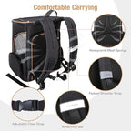 Lekereise Cat Backpack Carrier for Small Dogs and Medium Cat Puppy Kitten Bunny Pet Carrier Backpack Collapsible with Fully Ventilated Mesh with Safety Leash(Black)