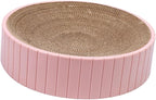 Round Cat Scratcher Durable 31Cmx31Cmx6cm Sofa Protector Detachable Nest Bed Cat Scratching Board Bed Scratch Board for Rest Kitty Kitten, Pink
