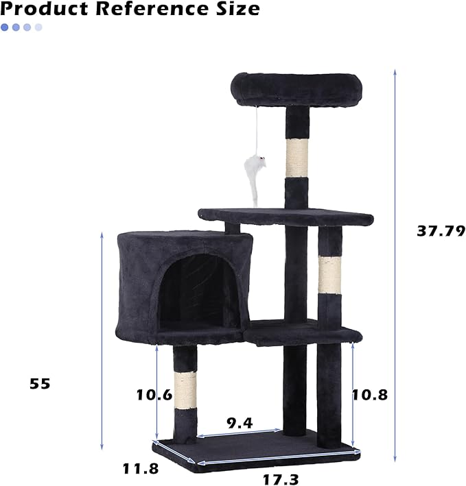 Heavy Duty Cat Tree,36 Inch Tall Cat Tower,Cozy Condos,Scratching Posts,Sisal Rope,Multi-Level Perches Platforms for Indoor Cats/Kittens,Sturdy Pet Climbing Furniture,Dark Gray