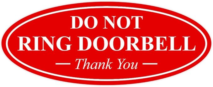 All Quality Oval DO NOT Ring DOORBELL Thank You Sign -Red Large 1 Pack