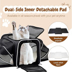 Double Expandable Cat Carrier,Airline Approved Soft-Sided Pet Travel Carrier for Small Dogs Cats Under 15 lbs,Waterproof 600D Oxford Fabric with Washable Replacement Liner,Odor-Free & Claw-Proof Black
