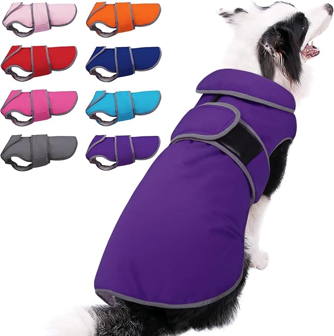 MIGOHI Warm Dog Coat Winter Dog Jacket,Waterproof Cold Weather Coats for Dogs,Fleece Jacket for Small Medium Large Dogs,Reflective Thick Fleece Vest with Leash Hole