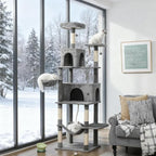 80" Tall Cat Tree Multi-Level Cat Tower for Indoor Cats with Cat Condo, Hanging Basket, Sisal Scratching Posts, Plush Balls and Hammock for Small Large Cats (Dark Gray1)