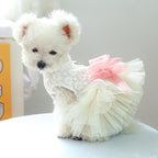 Fashion Sweet Puppy Dog Blingbling Princess Skirt Pet Dog Lace Cake Camisole Tutu Dress G-White S