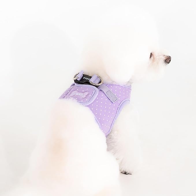 Puppia Dotty Dog Vest Harness B (Step-in) Fashionable Polka Dot Pattern Spring Summer Harness for Small Dogs, Violet, Large