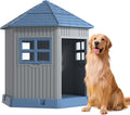 DRATO Dog House Indoor Outdoor Durable Large Dog Shelter with Outside Dog Kennel with Window and Elevated Floor for Small Medium Dogs