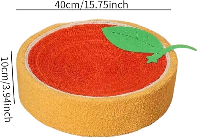 Sisal Round Cat Scratching Board Scratcher Bowl for Indoor Cats Wear Resistant Fruit Scratch Board for Kitty Kitten, Orange