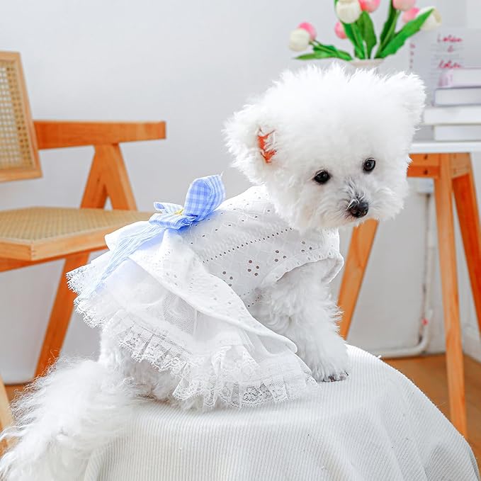 Furbabycare® Elegant Sweet Fashion Puppy Dog Blingbling Princess Skirt Pet Dog Lace Cake Camisole Tutu Dress K-White X-Small