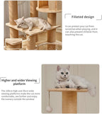 73" Tall Real Solid Wood Cat Tower with 2 Space Capsule Cat Beds, Top Bed,Thick Sisal Scratching Posts, Multi Cat Tree for Large Cats 20 lbs Heavy Duty, Cat Condo Furniture for Active Cats
