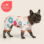 KYEESE Dog Pajamas, Soft Dog Pajamas for Small Dogs Boy Girl, Stretchy Dogs Pjs Velvet Pet Jumpsuit Sleepwear, Comfy Jammies Lightweight Pet Onesie Outfit, Donut, L