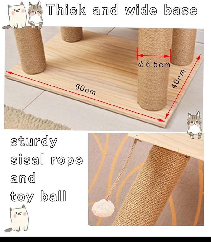 Wooden Cat Tree Condo with Natural Sisal Rope Scratching Post, Activity Tower for Cats Kittens Activity Tower Pet Play House Furniture Indoor (Type B)