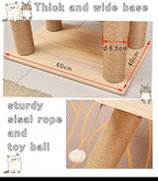 Wooden Cat Tree Condo with Natural Sisal Rope Scratching Post, Activity Tower for Cats Kittens Activity Tower Pet Play House Furniture Indoor (Type B)