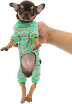 LOPHIPETS Dog Pajama Onesie for Small Teacup Chihuahua Yorkie Puppy Cat Clothes Apparel-Green/XS