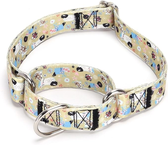 Serijoars Adjustable Martingale Dog Collar Heavy Duty Nylon Dog Collar for Medium Large Dogs Walking Training Boy and Girl Dogs (NO13, M)