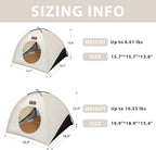 Waterproof Cat House with Removable Cushion for All Seasons, Portable Pyramid Cat Cave Bed for Cats & Small Dogs, No Assembly Folding Pet Tent,15.7x15.7x13.8, White