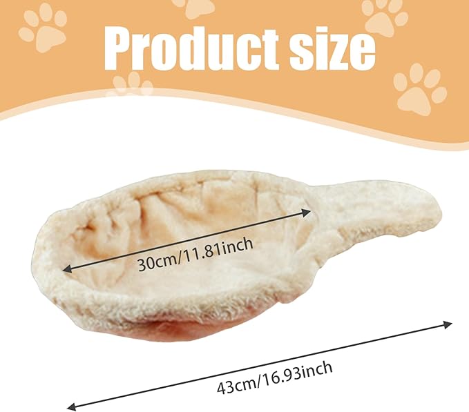 Cat Hammock 17in Dia. Spoon-Shape Large Cat Tree Hammock Soft Scratch-Proof Cat Tree Replacement Parts Washable Cat Tree Attachments Beige Cat Tree Hammock
