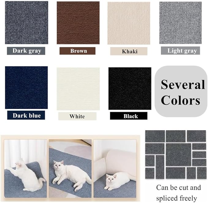 Cat Scratch Furniture Protector Mat DIY Cat Scratch Pad Self-Adhesive, Pet Scratching Post Cat Scratcher Carpet Anti Cat Scratch for Cat Tree/Door/Couch (Black, 15.8 * 23 inch)