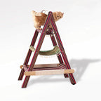 SHENGOCASE 3-Tier Modern Boho Style A Frame Wooden Cat Tree Tower Ladder with Multi-Level Bed Hammock for Large Cat and Sctatching Post, Hanging Toy Ball (Boho)