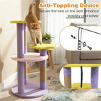 Moon & Star Themed Cat Tree Tower, 29" Tall, Cute Cat Tree for Indoor Cats, 4-Tier Cat Tree Tower for Indoor Cats with Jute Scratching Posts (Purple)