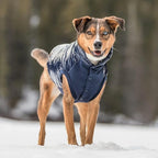 Blueberry Pet Cozy & Comfy Windproof Lightweight Quilted Fall Winter Glossy Dog Puffer Jacket in Navy Blue, Back Length 17", Size 16, Warm Coat for Large Dogs