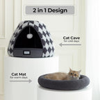 BALANCE Cat Beds for Indoor Cats, 2-in-1 Cat Bed Cave with Anti-Slip Bottom and Ultra-Soft Plush, Cozy Cats House Tent for Kittens and Small Dogs, 19 Inches, Dark Grey