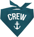 Crew with Anchor Dog Bandana | Dog Bandana | 100% Cotton | Made in USA | Lake & Boats | Outdoors & Fishing & Camping | Father's Day | Summer | Teal, One Size (265)