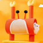 Habiba Cat Tree Creativity Cat Tree Crab Shape Sisal-Covered Posts, Lovely Orange Cat Furniture Strong Attraction, Simple to Assemble Indoor