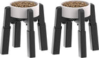 CZPET Dog Bowl Stand with Adjustable Height and Width [2 Pack, Stand Only], Elevated Pet Water & Food Bowl for Medium and Large Pets, Stable and Anti-Slip Raised Bowl