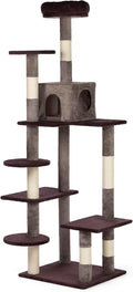 Prevue Pet Products Cat Tree Extra Tall 60in Multilevel Durable Cat Scratching Post & Jumping Platform Space Saving Cat Condo Pet Play House and Hideaway for Indoor Cats, Purple