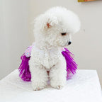 Fashion Sweet Puppy Dog Blingbling Princess Skirt Pet Dog Lace Cake Camisole Tutu Dress B-Purple XL