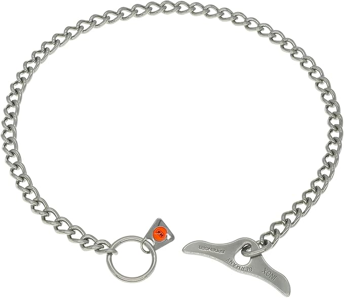 Herm Sprenger Stainless Steel Dog Training Collar with Toggle Closure and Round Links Dog Chain for Small Medium Large Dogs Made in Germany (24in (Neck Size up to 22in))